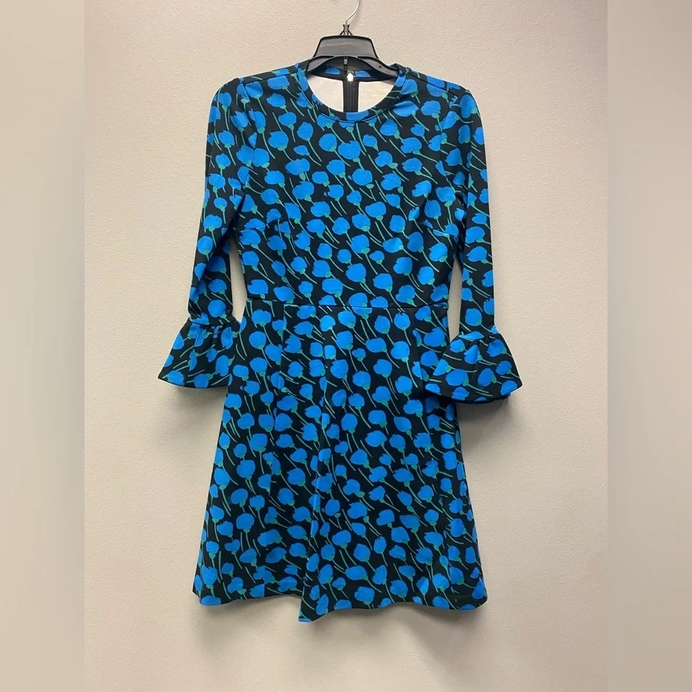NWOT Kate Spade Seascape Poetic Floral Ponte Bell Sleeve Dress XS